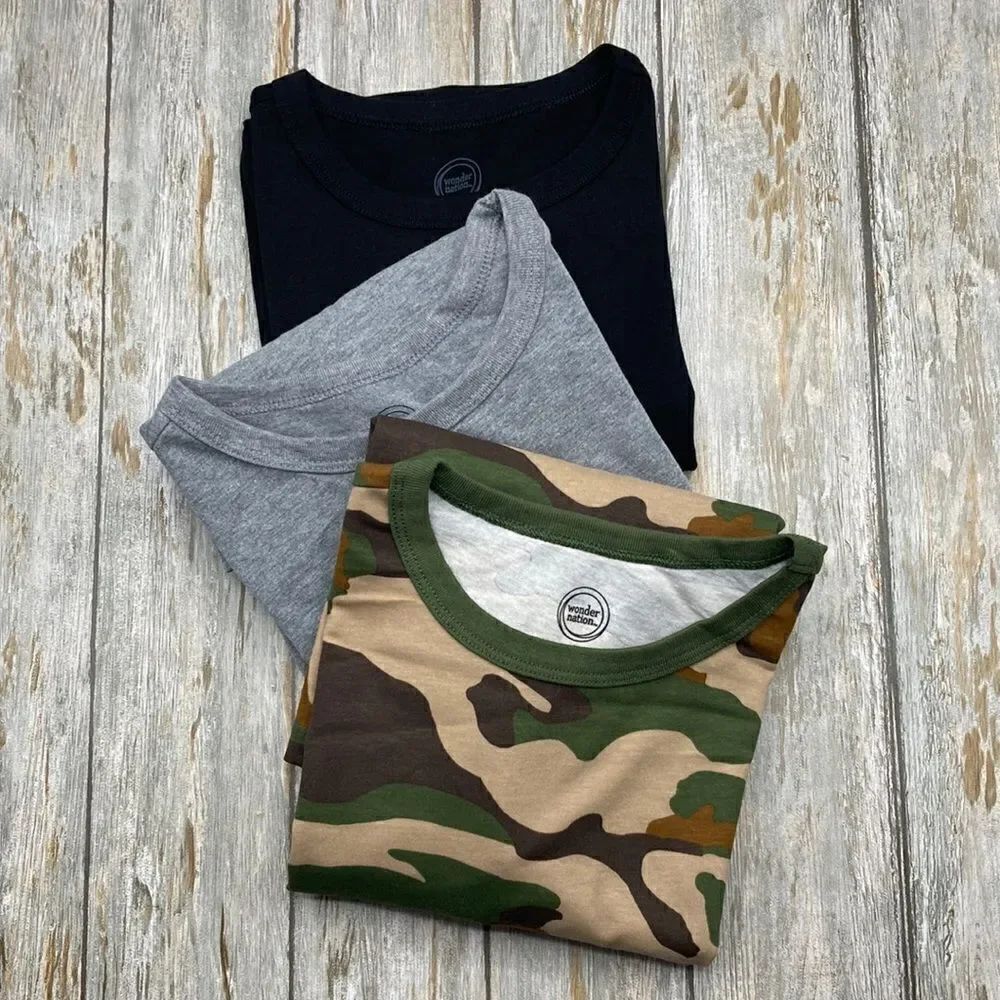 Boys Long Sleeve Lightweight Cotton T-Shirts Tops 3-Pack Size L 10/12